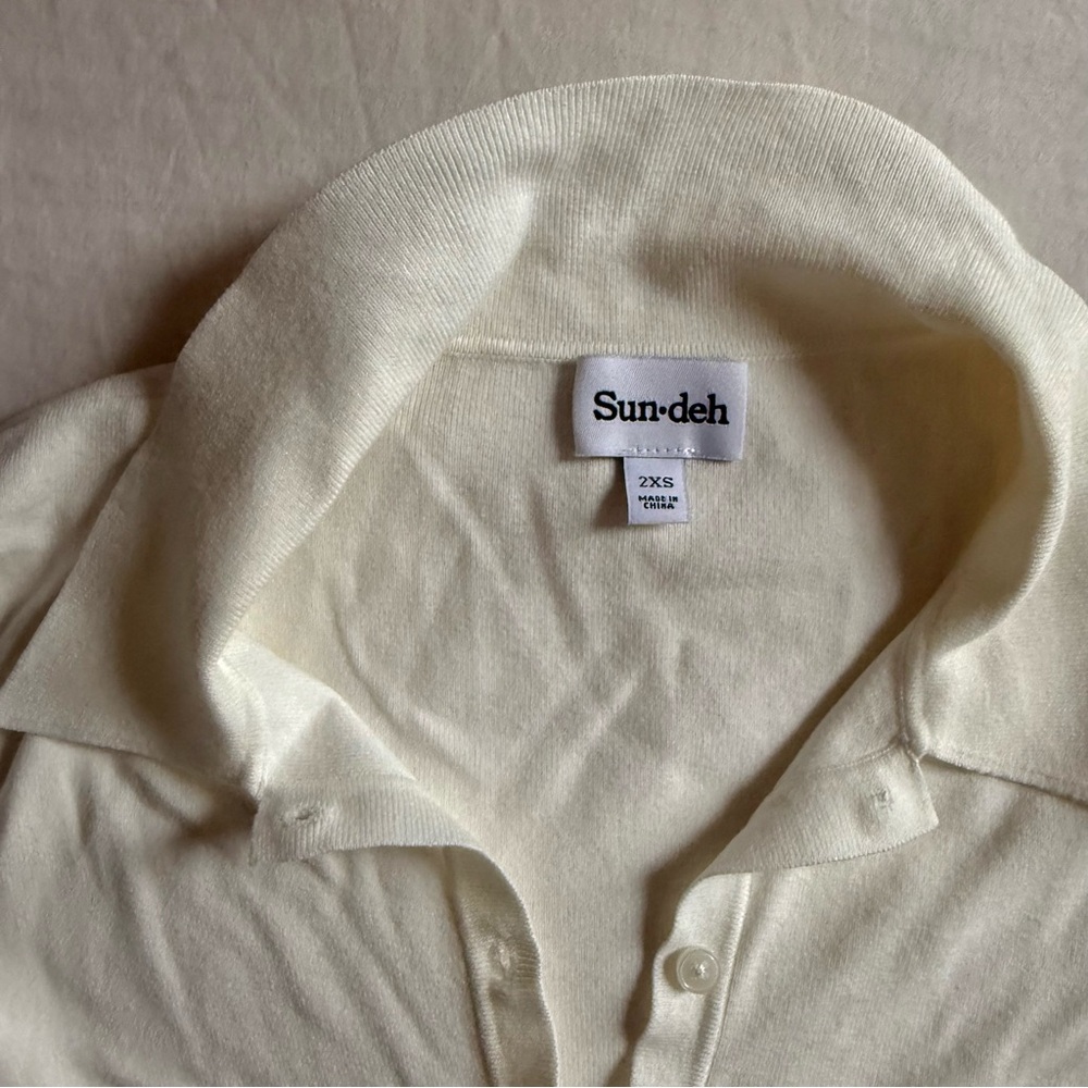 Aritzia Cece Cream Button-Up Collared Dress 2XS - Picture 2 of 7